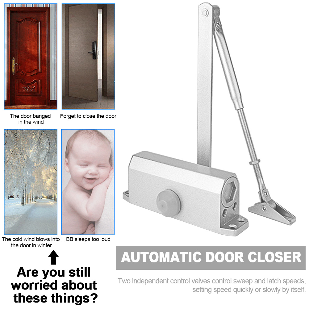 Slow Closing Easy Install Hydraulically Operated Automatic Door Closer High Performance Security Office Universal Residential