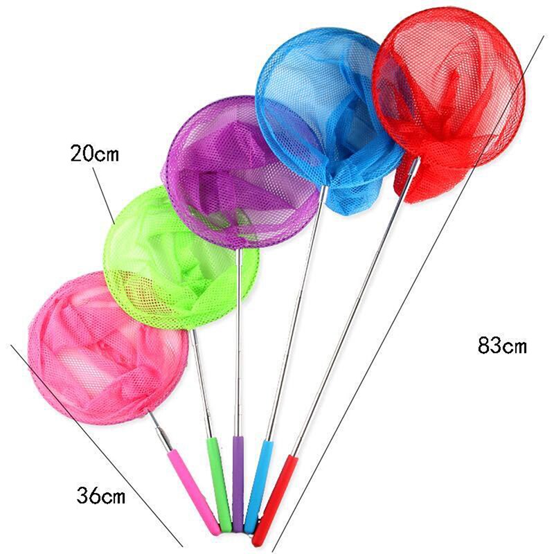 Children Fishing Net Rainbow Beach Retractable Kids Outdoor Toy Butterfly Net Insect Catching Small Fish Net