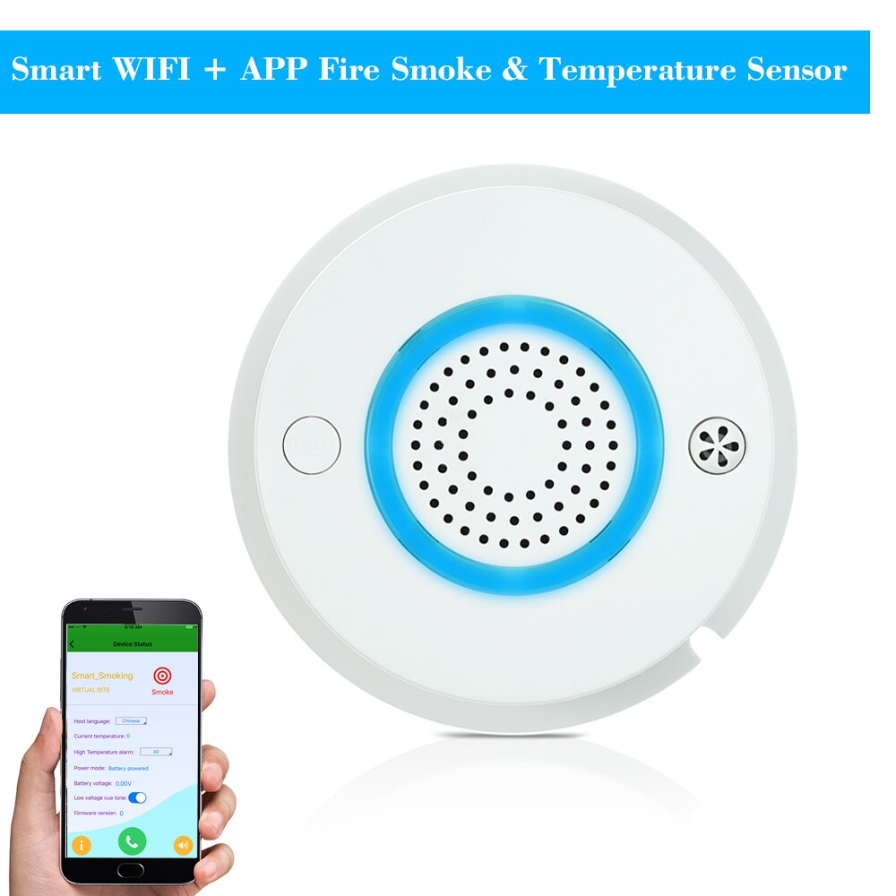 WIFI APP Fire Smoke Temperature Sensor Smart Wireless Smoke Temperature Detector Alarm APP Remote Control PA-438W
