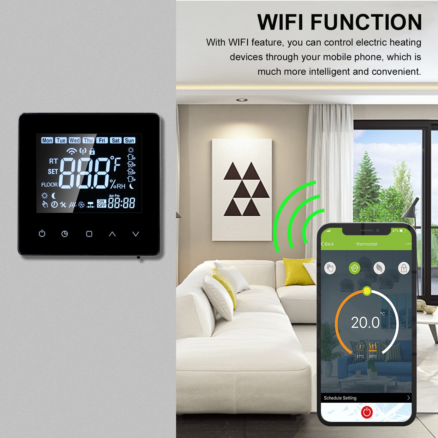 Smart LCD Touch-screen Programmable Wi-Fi Thermostat 16A Digital Temperature Controller with WIFI Electric Heating for Home