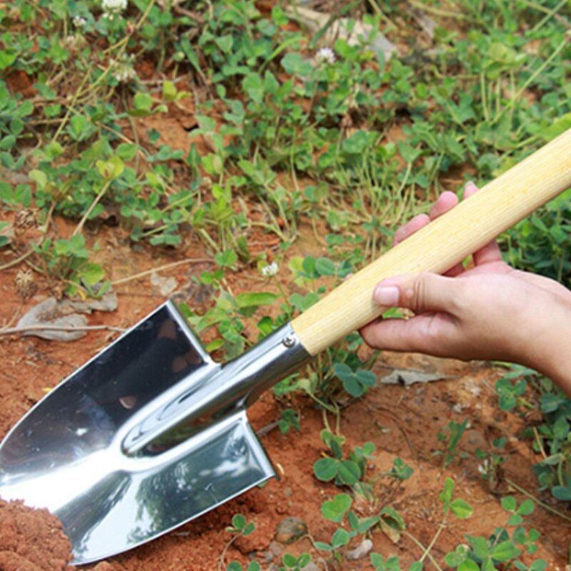 Garden Hand Trowel Dig Shovel and Plant Heavy Duty Stainless Steel Garden Spade Tool Smooth Vintage Style Natural Leather Strap