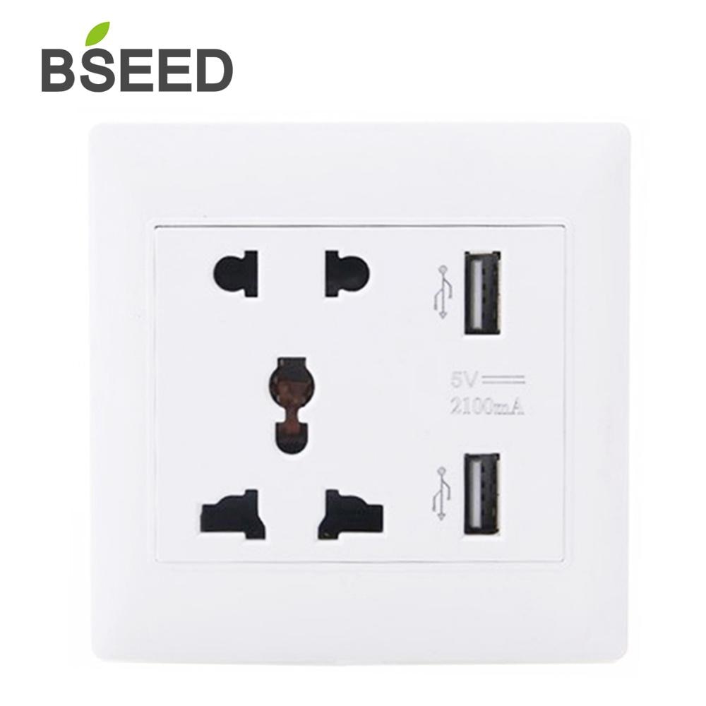 BSEED Thuis Universele Stopcontact Dual 2 USB Plug Schakelaar Voeding Plaat 2100MA Oplader Elektrische Stopcontact Adapter Kabel