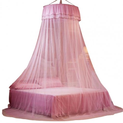 6 Color Lace Bed Canopy Mosquito Net  Hung Dome Mesh Canopy Princess Round Dome Bedding Net Bed Mosquito Netting: Pink