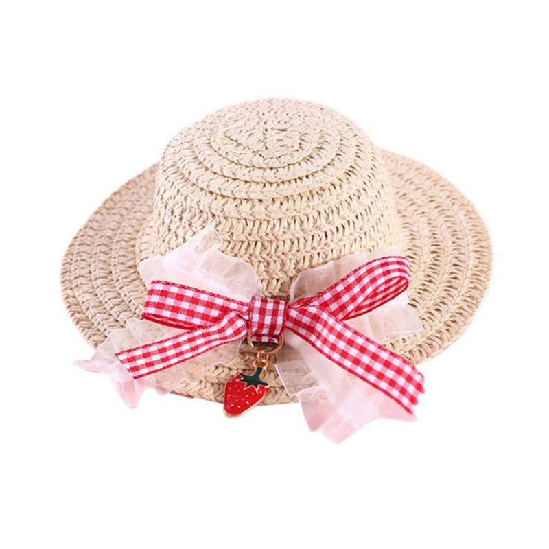 Pets Straw Hat Handcrafted Adjustable Bowknot Summer Spring Cats Dogs Pets Cap Daily Decor Sunhat: E / M