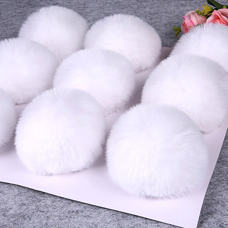 8Cm Diy Winter Zachte Pluizige Rex Konijnenbont Pom Pom Kunstmatige Harige Bal Voor Tassen Mutsen Cap Pompom Accessoires