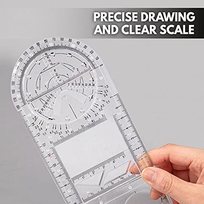 2Pcs Multifunctional Geometric Ruler Mathematics Drawing Ruler Drawing Template Measuring Tool Measuring Draft Rulers
