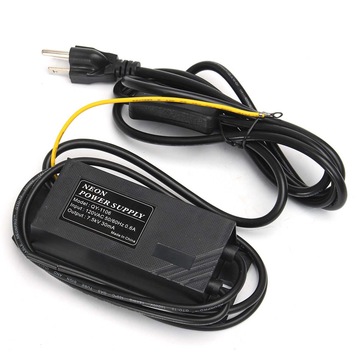 6.5/7.5/8/10KV AC 120V 30Ma Flexible Neon Electronic Transformer Power Supply Adapter Rectifier Kit US Plug 3 Prong Grounded