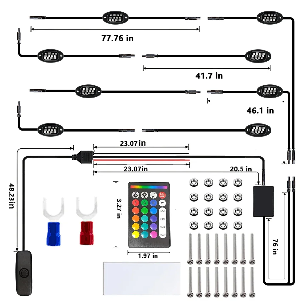 Car LED Chassis Strip PCB Flexible LED for APPAmbient Holding LED Decorative Chassis 4x4 Off-road Ambient Lighting 4/6/8 in 1