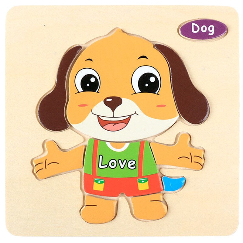 Baby Spielzeug Holz 3D Puzzle Nette Cartoon Tier Intelligenz Kinder Pädagogisches Spielzeug Kinder Tangram Formen Jigsaw: Violett