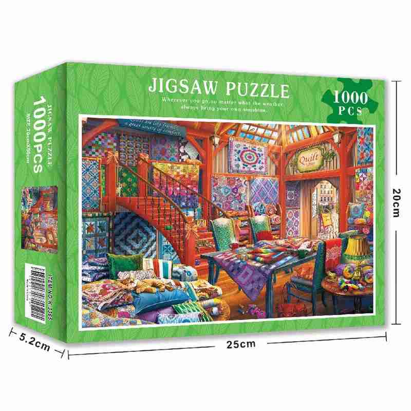 1000 stykker rektangelpuslespil legetøjsundervisningslegetøjssamling til voksne og børn i quiltebutikken