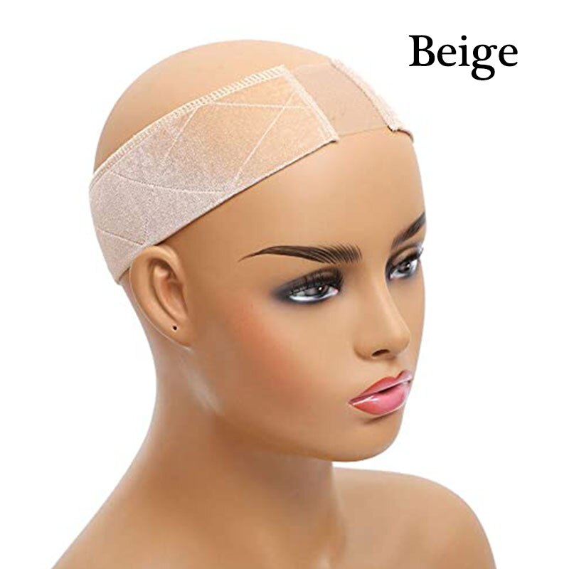 LIHUI Wig Grip Band With Double Sided Velvet Adjustable Wig Hair Band Wig Elastic Band Brown/Black/Beige Hand Made Non-Slip: Beige