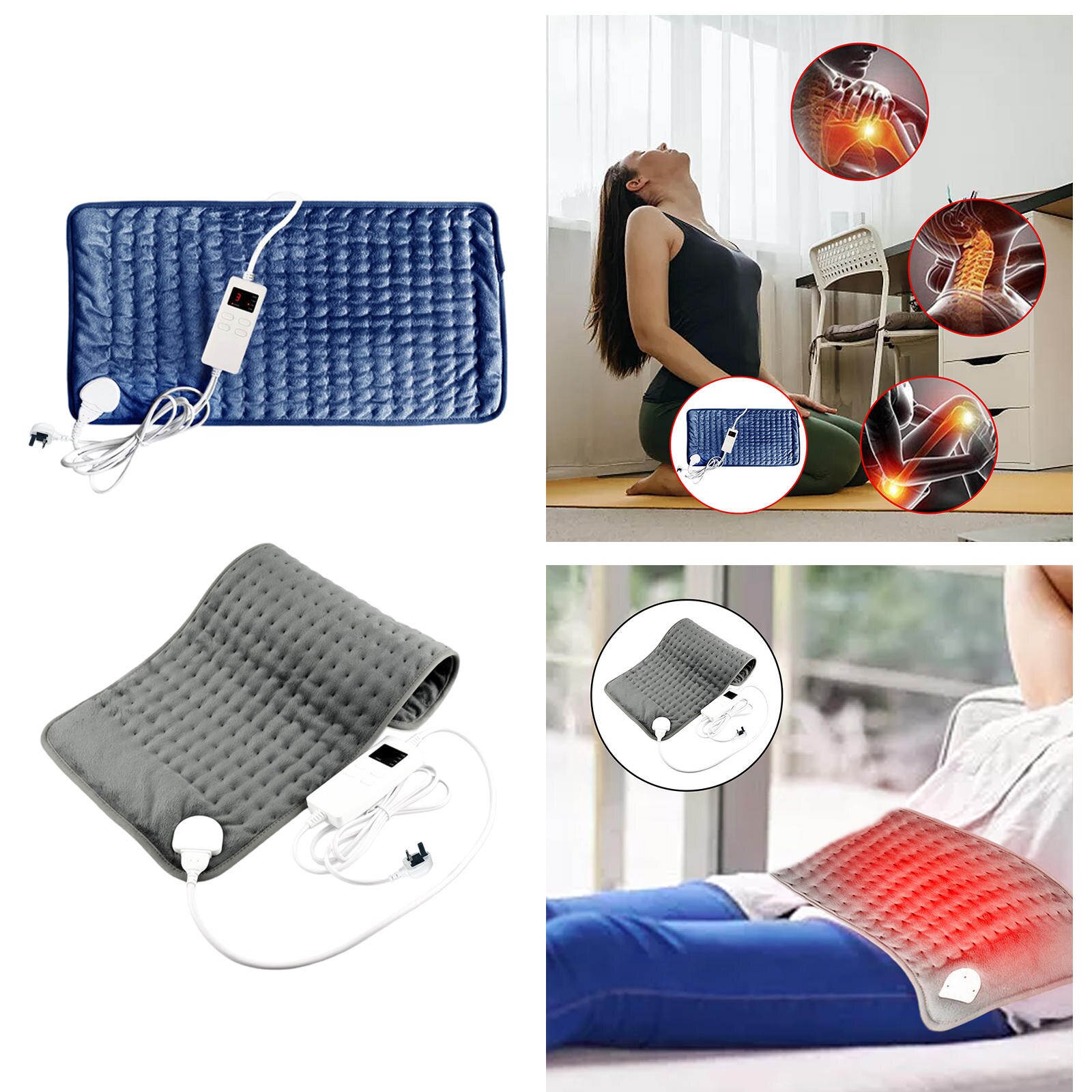 King Size Electric Heating Pad Auto Shut Off Pain Relief Fast Heating with 6 Heat Settings Thermal Wrap for Legs Cramps UK Plug