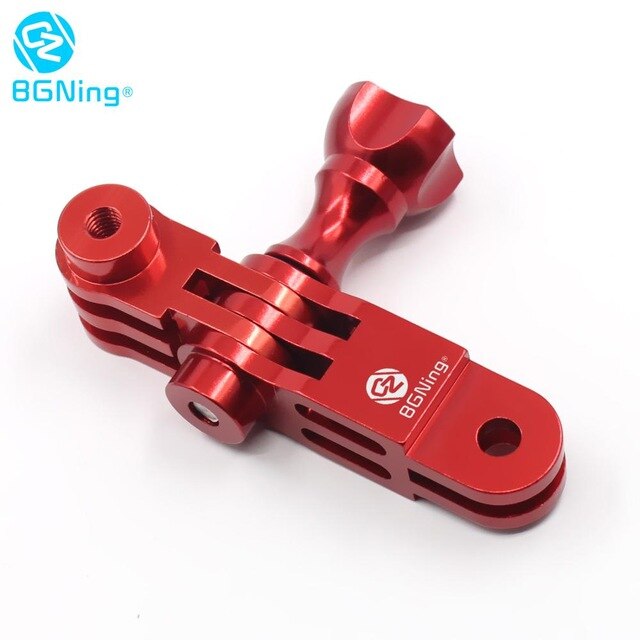 Adattatore per montaggio su braccio a tre vie in alluminio CNC per GOPRO Hero10 9 8 7 6 1 2 3 + 4 5 Session /Yi /SJcam /EKEN /Sony Action cam: Red BGNing logo