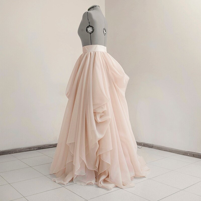 Jupe de mariage longue plissée, drapée et séparée, couleur chair, Blush, tenue de cérémonie faite à la main,
