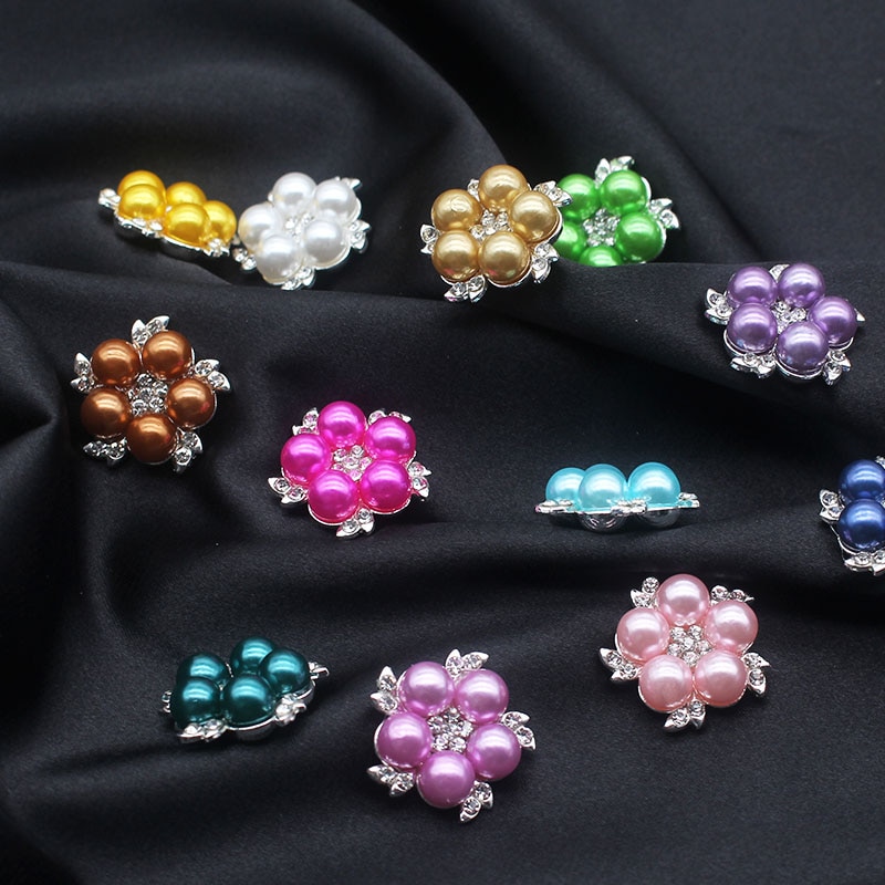 21MM guzik perłowy z kwiatkiem na odzież Diy Manualidades ozdobny kolorowy guzik do szycia Rhinestone do robótek ręcznych