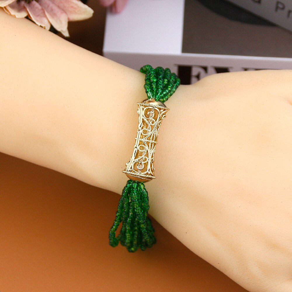 Sunspicems smarte marokkanske perler halskæde armbånd sæt håndlavede gyldne perler birde smykker til kvinder algerien kaftan bijoux