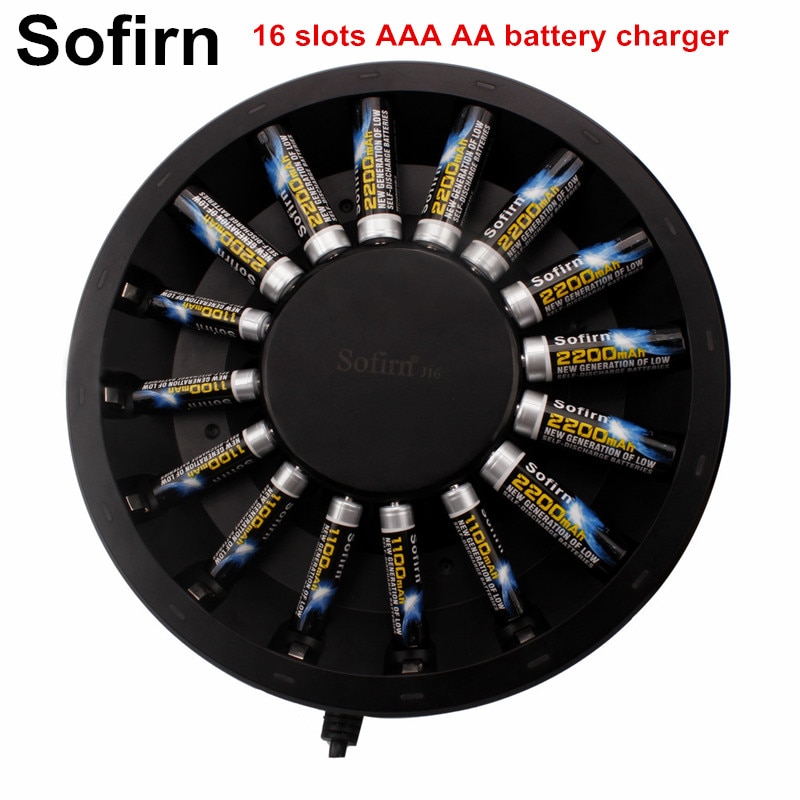 Sofirn 16 Slots Smart Battery Charger met Indicatielampje Voor AA AAA NiMH NiCd Oplaadbare Batterijen Laders zonder batterij