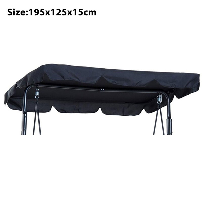 2/3- zits tuinschommelstoel luifelhoes schaduwdoek waterdicht uv-bestendig buiten tuin hangmat tent schommel bovenhoes niet vervaagd: Zwarte 3- zits