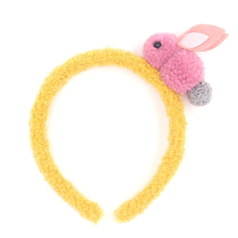 bandeau de dessin animé animal fait à la main en peluche lapin mignon coiffe unique fille pompon bandes de caoutchouc 6 couleur cheveux accessoires: 4