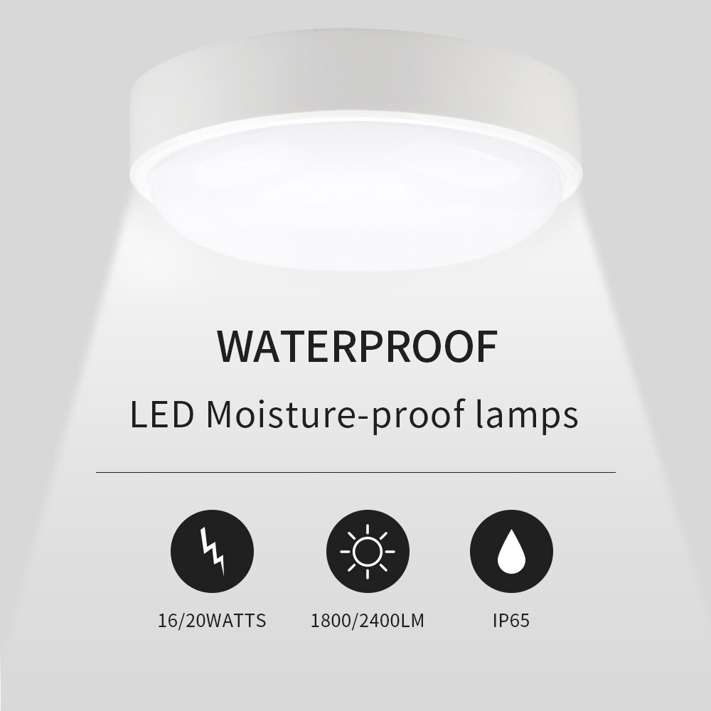 85v-265v ledede paneler lys fugtisoleret loftslampe  ip65 vandtæt badeværelse udendørs havehave lampe 16w 20w væglampe