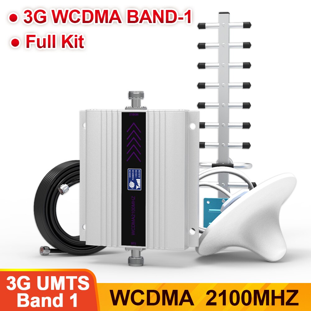 AMPLIFICADOR DE señal móvil 2G, 3G, 4G, DCS, LTE, 1800MHZ, 2100MHZ, red para llamadas de voz, WCDMA UMTS, repetidor de refuerzo móvil, 70dB: WCDMA2100 Set / US Plug