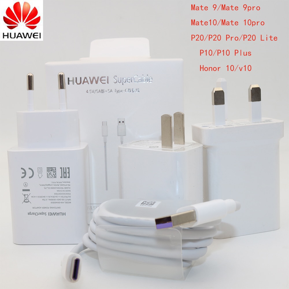 Chargeur mural Super Charge d'origine HUAWEI adaptateur de Charge rapide pour P20 P10/Pro/MATE 9 10 20 Pro Honor10 V10 Note 10