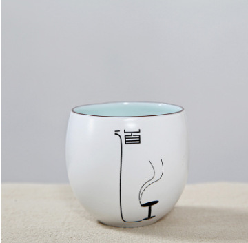 Tazas de té Zen de cerámica hecho a mano, juego de té Vintage, taza de té de porcelana blanca, taza de té maestro: E