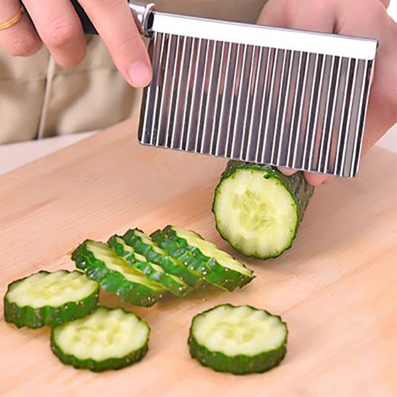 Cuchillo ondulado de acero inoxidable para cortar patatas, utensilio de cocina, herramienta para cortar frutas y verduras, máquina para patatas fritas