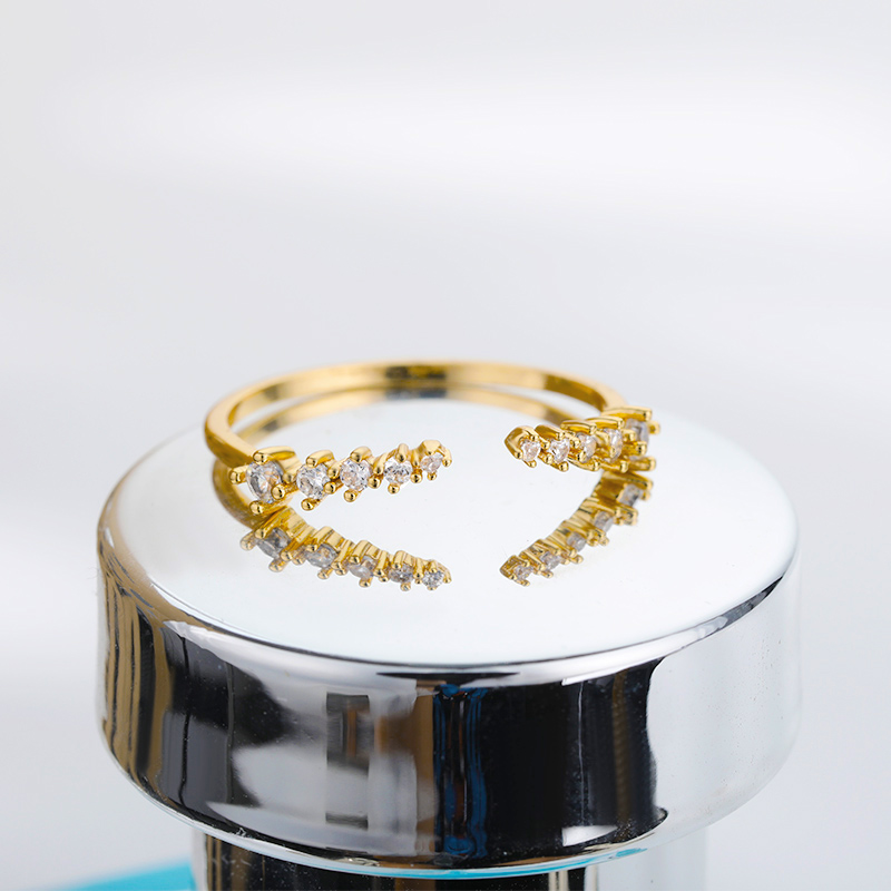 Zirkoon Open Cubic Geometrische Ringen Voor Vrouwen Roestvrij Staal Goud Verstelbare Vinger Ring Paar Ringen Femme Wedding Jewley