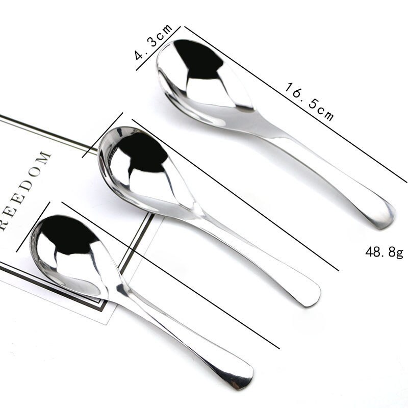 Silver stainless steel soup spoon palace metal round head spoon stirring spoon coffee spoon home kitchen tableware