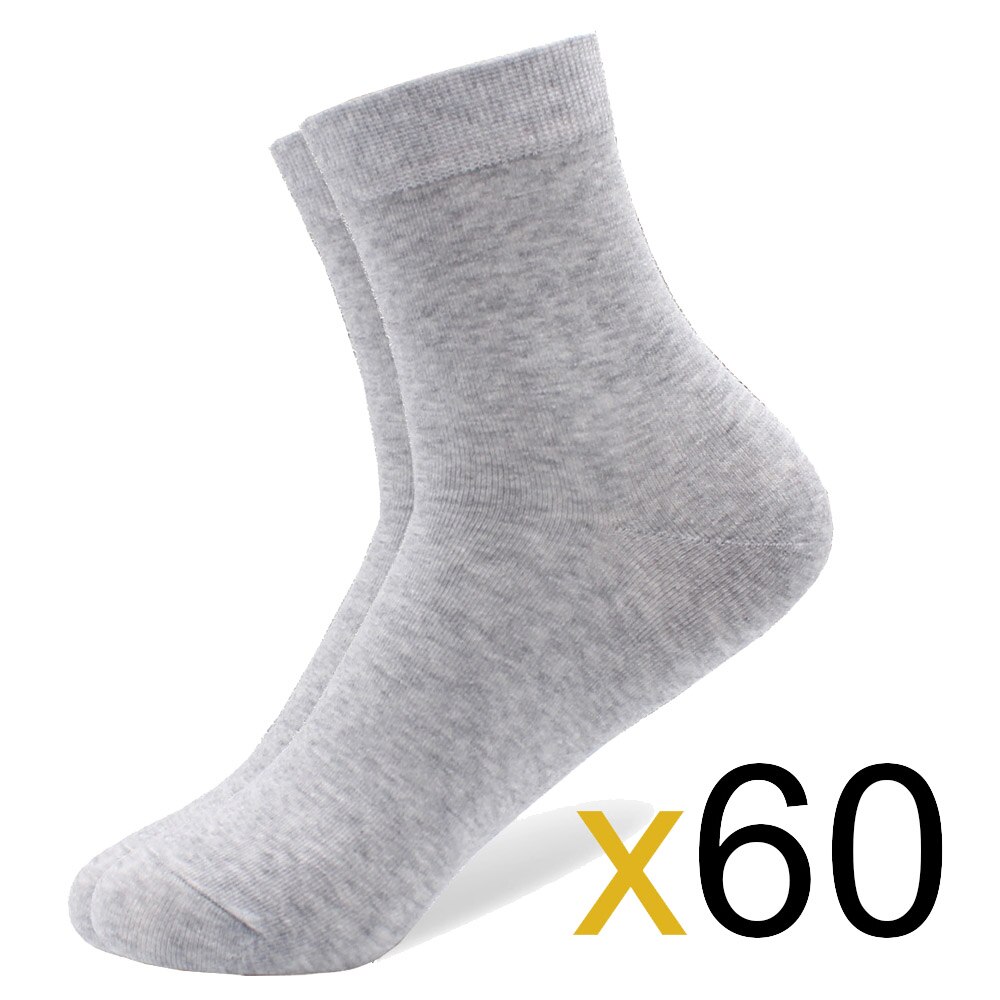 60 Paren/partij Whoesale Mannen Katoenen Sokken Zwarte Business Mannen Sokken Ademend Lente Zomer Herfst Voor Man Us Size (7-9.5): 60 pairs light gray