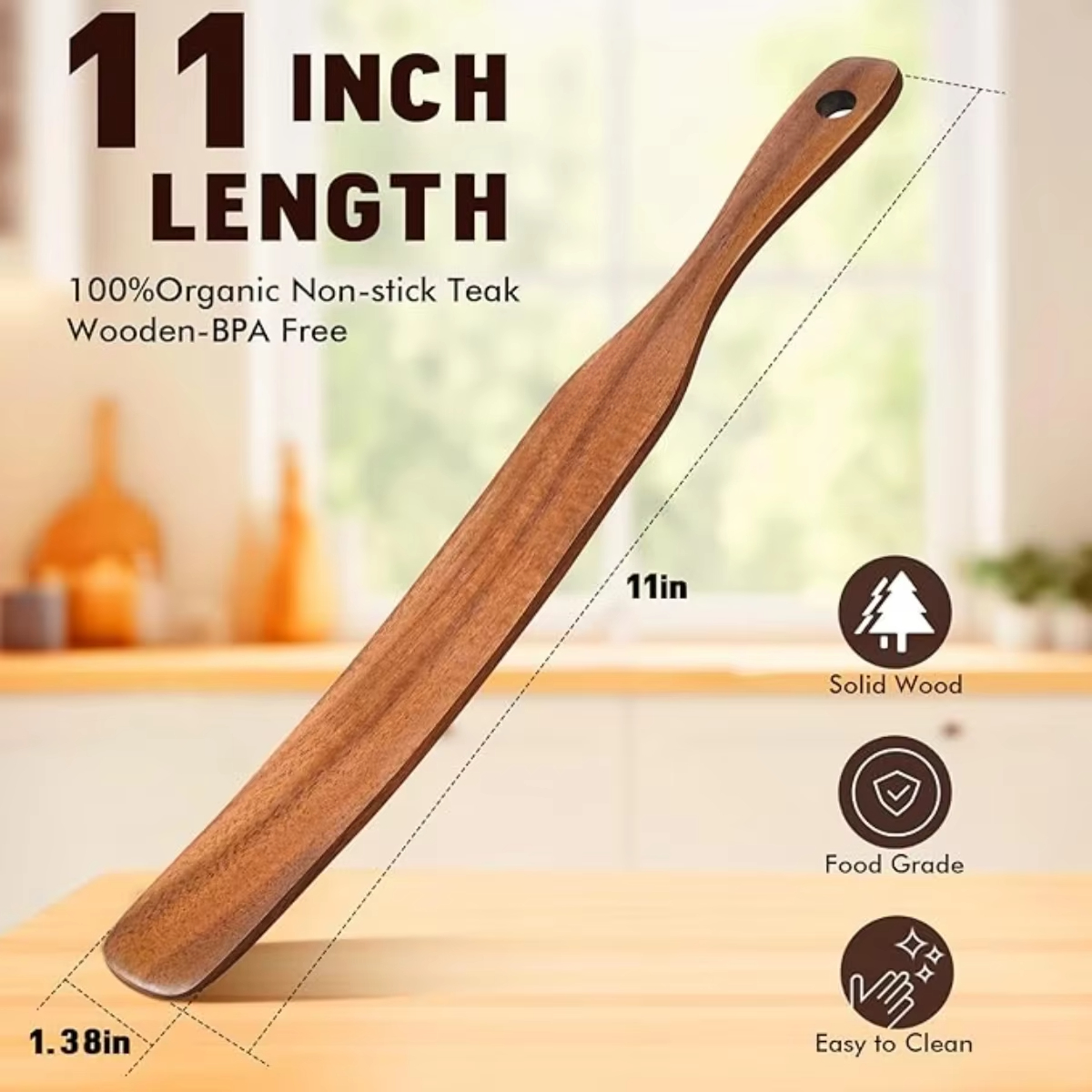 Palo agitador para mezclar pan de madera, 2 uds., 11 pulgadas, antiadherente, duradero, arrancador de masa fermentada, espátula para mezclar, herramientas de cocina