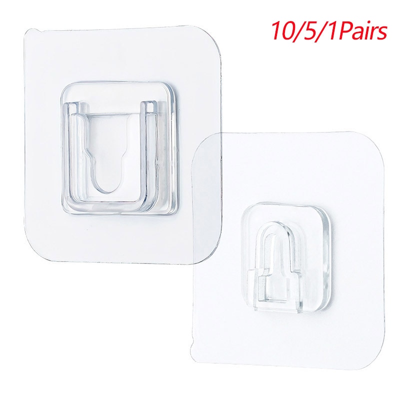 10/5/2 paires Double face adhésif mur crochets prise prise support ventouse ventouse Transparent mur cintre pour cuisine salle de bain