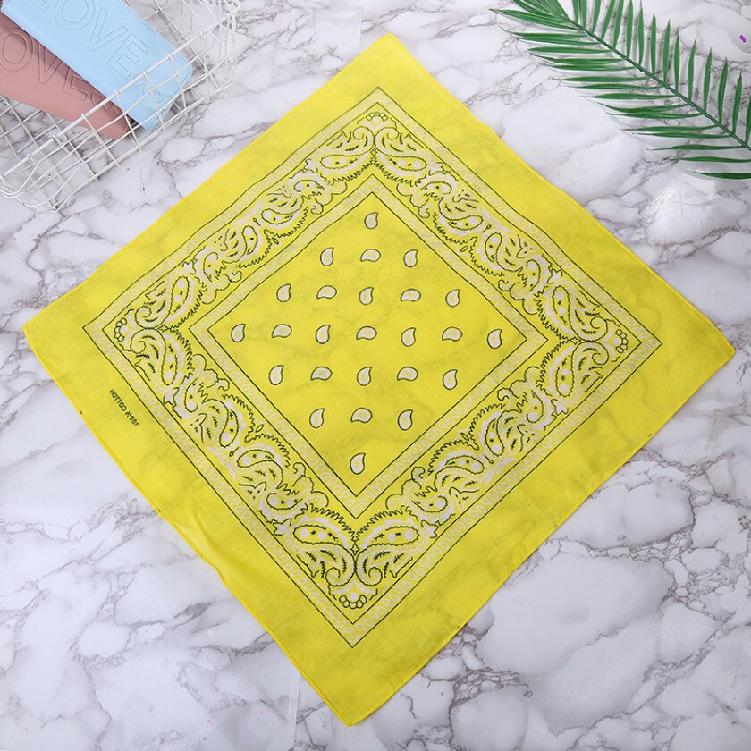 Hoofdband Unisex Mode Katoenen Bandana Vierkante Sjaal Voor Vrouwen Mannen Hoofdband Hoofddeksels Dubbelzijdig Hoofd Wrap Haaraccessoires: YELLOW