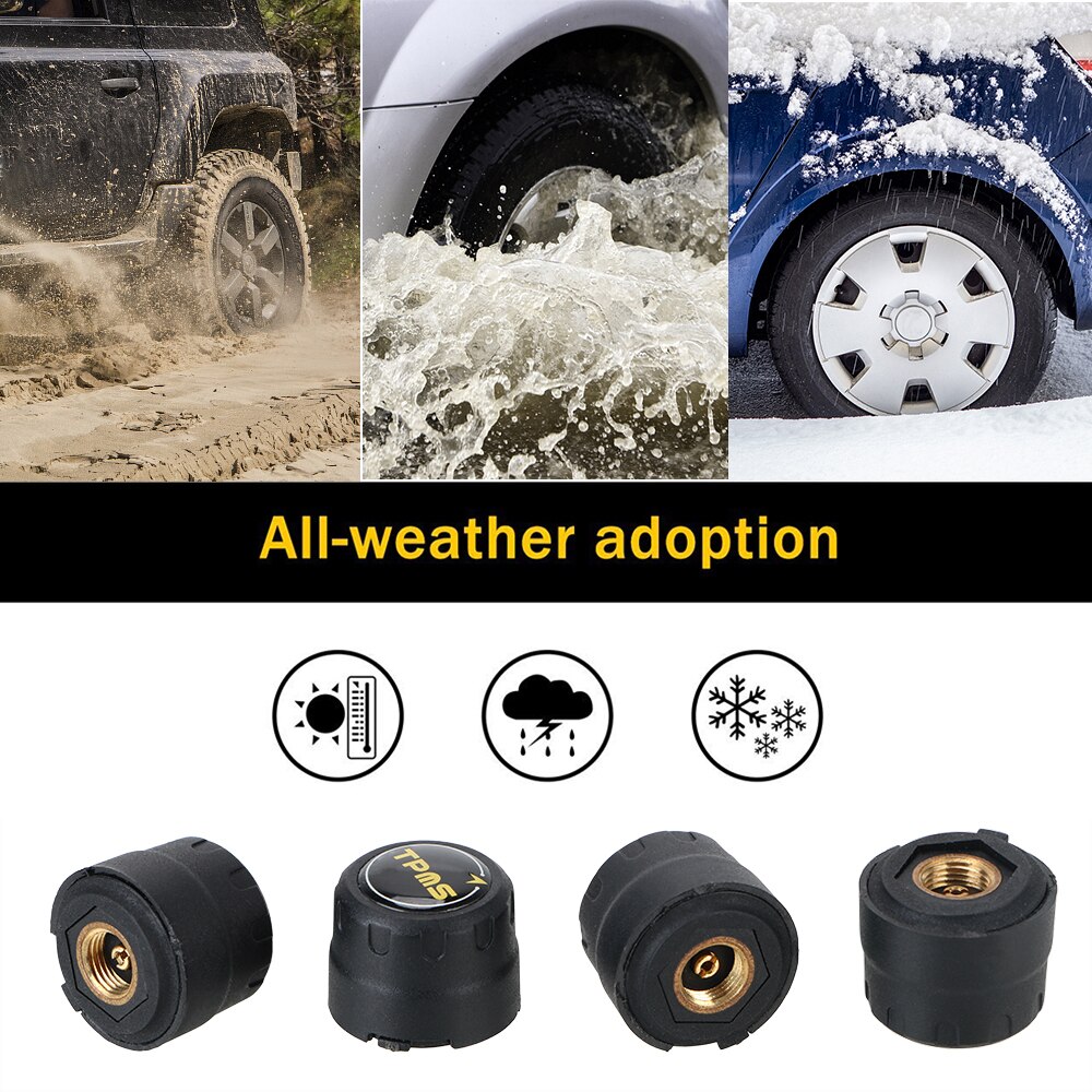 Bluetooth 5.0 Bandenspanningssensor Real-time Monitoring Ondersteunt voor Android voor IP67 Waterdichte Bandenspanning Sensor Bandenspanning Alarm Auto TPMS