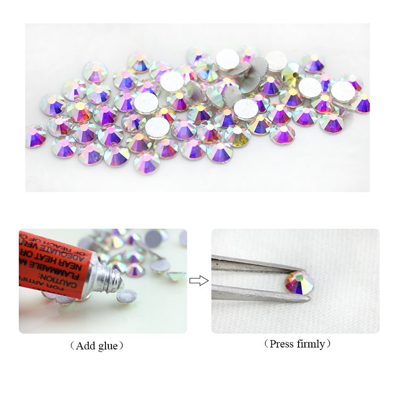 Jet Ab Niet -Fix Strass SS4-SS20 (1.5-5.0Mm) kristal Glas Steentjes Voor Kleding Bruiloft Decoratie Gem