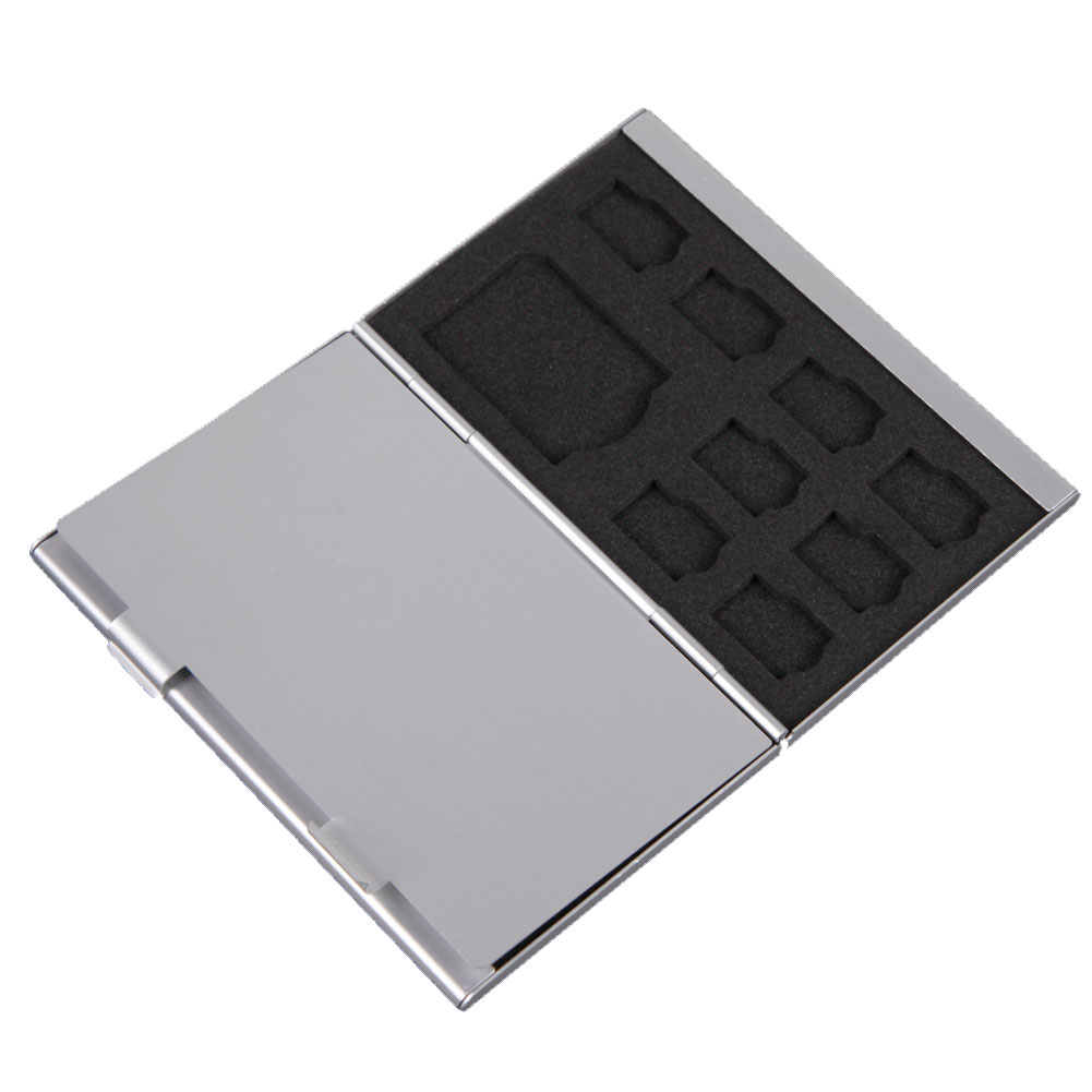 Porte-carte mémoire 6/12/15/16 en 1, mallette de rangement Portable, boîte en aluminium argenté, accessoires pour cartes mémoire SD TF