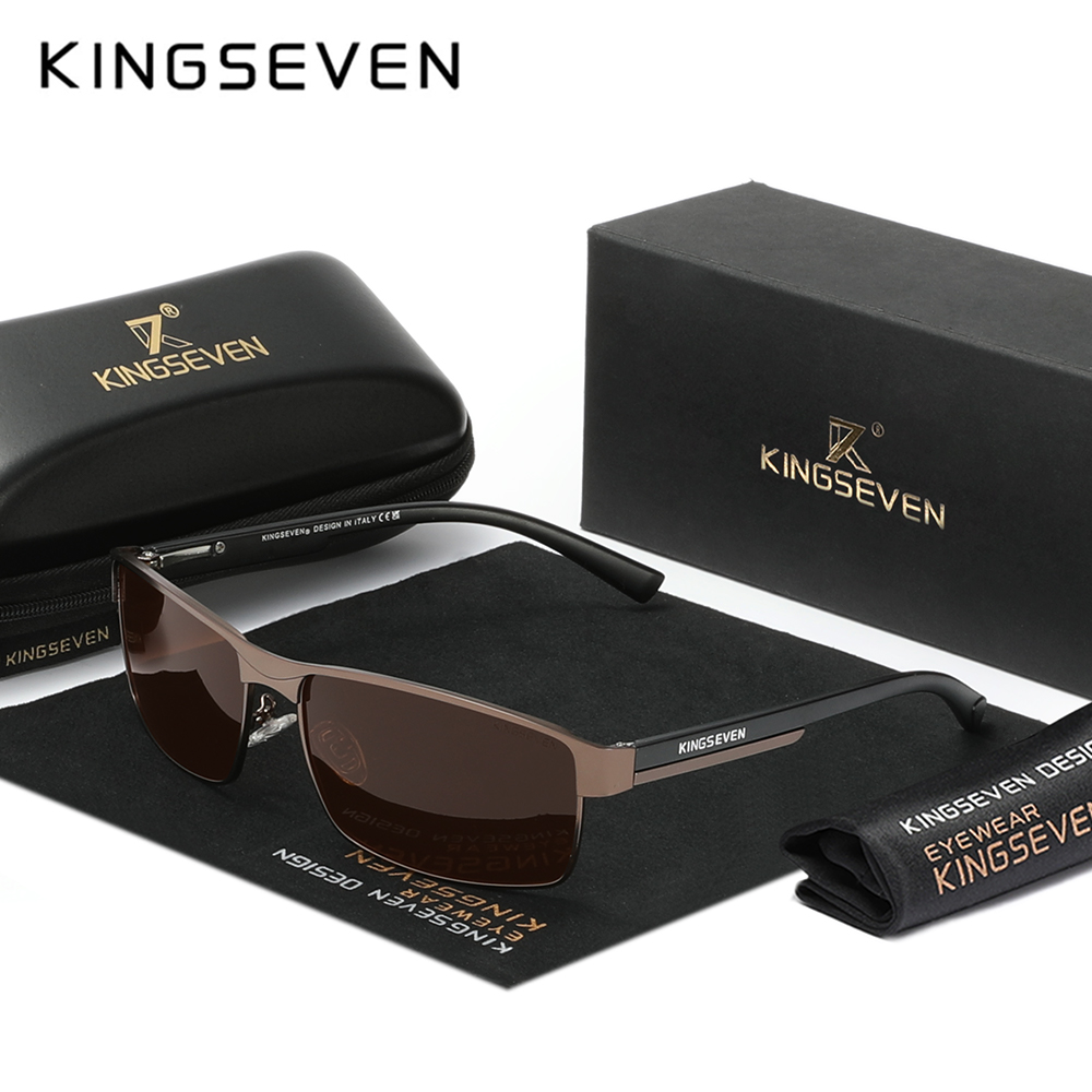 KINGSEVEN Men Polarized Photochromic Sunglasses Women Chameleon Sun Glasses UV400 Anti-glare Driving Square Eyeglasses: Brown