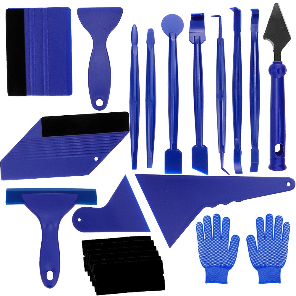 21Pcs Auto Vinyl Folie Gereedschappen Auto Sticker Film Schraper Kit Auto Viltje Schraper Set Mes Decal Plaste accessoires