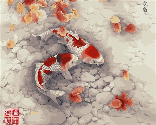 HUACAN Pictures By Numbers Animals Fish HandPainted Kits Drawing Canvas Oil Painting Home Decoration DIY: SZHC1298