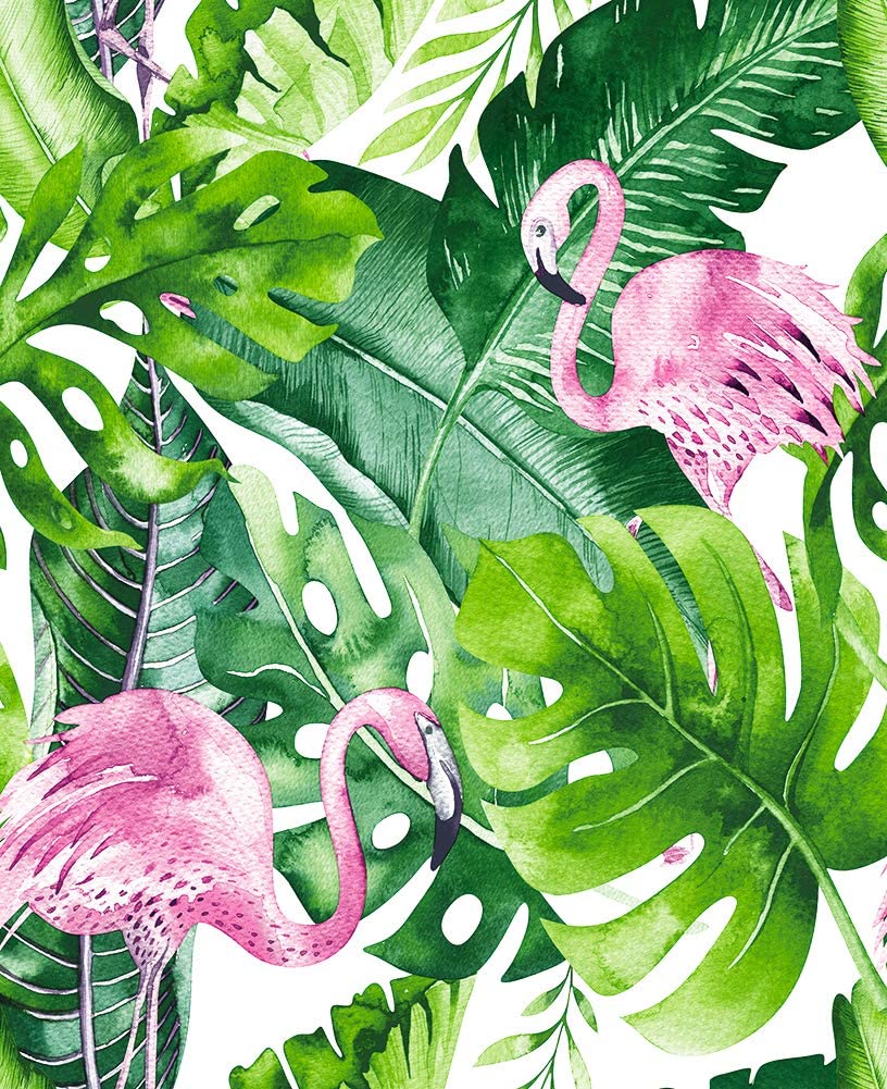 Luckyyj Aquarel Flamingo Tropische Schil En Stok Behang Verwijderbare Groen/Roze Vinyl Zelfklevende Wanddecoratie Stickers
