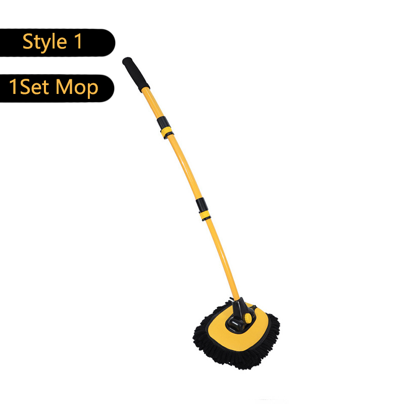 Car Wash Brush Telescoping Long Handle Car Wash Mop Adjustable Cleaning Brush 15° Bent Bar Mop Auto Cleaning Tools Accessories: Red