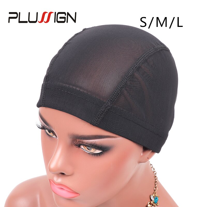 Plussign Stretch Weaving Cap For Making Wig Spandex Dome Cap Mesh Weave Caps Black Soft Comfortable For Hair Extension