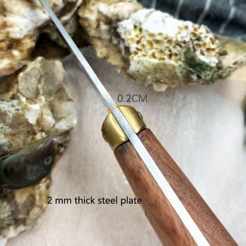 1PC Stainless Steel Wooden Handle Oyster Knife For Seafood Scallop Shucking Knife Shell Opener Tools Oyster Knives 16.5cm