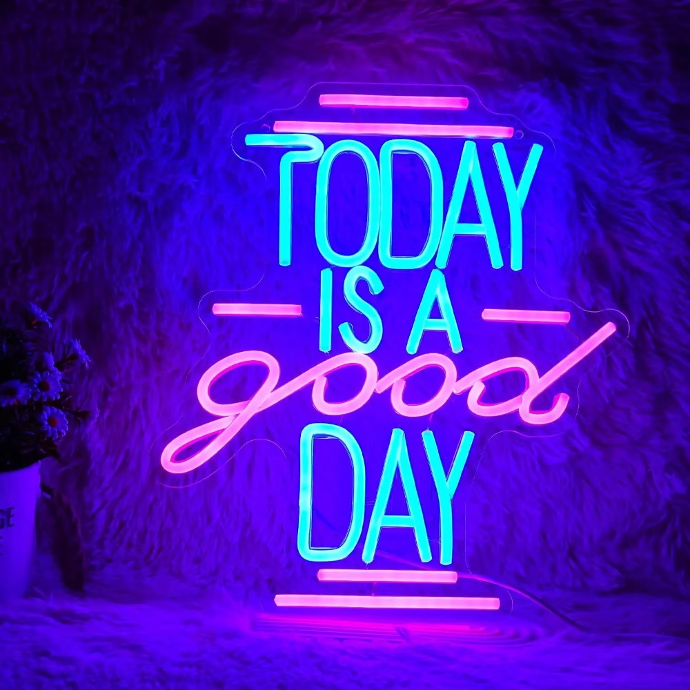 Today Is A Good Day Neon Sign - Encouraging Motivational Decor for Home, Office, or , Bright LED Light for Mood Boosting