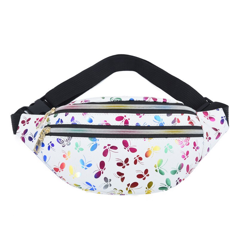 Doppelter reißverschluss-bauchtasche, farbenfrohe damen-handytasche, multifunktionale wasserabweisende umhängetasche: Weiß