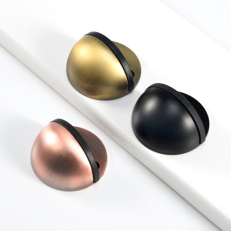 Rustfrit stål dør stopper gummi dør prop anti-kollision træ toilet glas dørholder kile dørstop møbler hardware