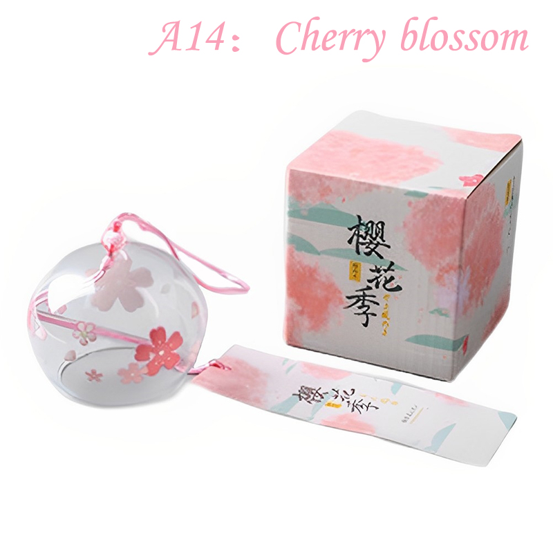 Campana del vento giapponese campanelli eolici giapponesi fatti a mano in vetro Furin decorazioni per la casa Spa Kitchen Office Decor Sakura Cherry Blossom Pattern: Multi-Colored