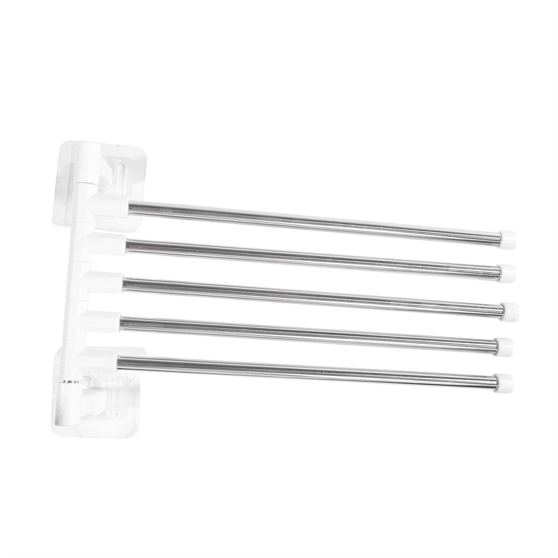 Rotatable Swing Arms Towel Rack Bathroom Kitchen Wall Mounted Bracket Save Space 2-6-Bar Aluminum Towel Hanger Organizer: black