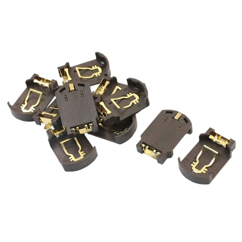 10 x cr2032 kunststoff-knopfzellenbatterie-sockelhalter für smd-smt-kaffee: Default Title